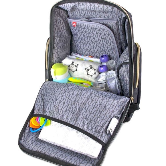 Beautiful BLACK GEMMA DUAL BACKPACK & DIAPER BAG SET 🎒🌟 - Picture 2 of 8